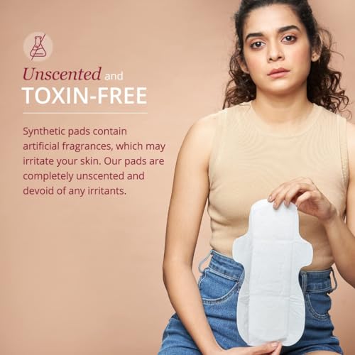 Image of Carmesi Sensitive Sanitary Pads-15 Medium Flow (L) + 15 Heavy Flow (XL)-With Disposal Bags-Certified 100% Rash-Free by Gynecologist-Natural Plant Top Sheet-No Fragrance,No Chlorine (Pack of 1)