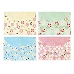 4pcs A4 Files Folder Fresh Floral Document Bag, PVC Envelope Folder Document with Snap Button for School Home Work Office Organization Clear Colours Folders for Paperwork Plastic Folders