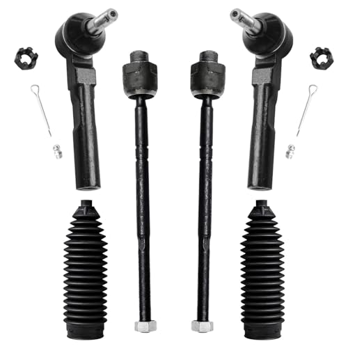 Detroit Axle - 2WD Front 6pc Tie Rods Kit for 99-06 Silverado Sierra 1500 GMC Chevy, 1999 2000 2001 2002 2003 2004 2005 2006, 4 Inner & Outer Tie Rod Ends 2 Boots Replacement