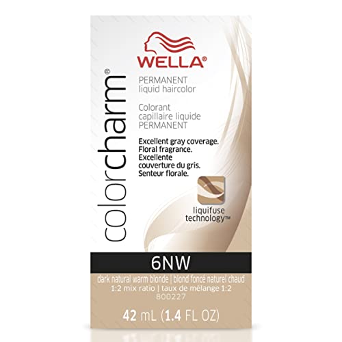WELLA Color Charm Permanent Liquid Hair Color for Gray Coverage, 6NW Dark Natural Warm Blonde