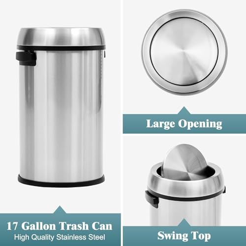 Caneca de basura de acero inoxidable 65 L con base reforzada miniatura 4