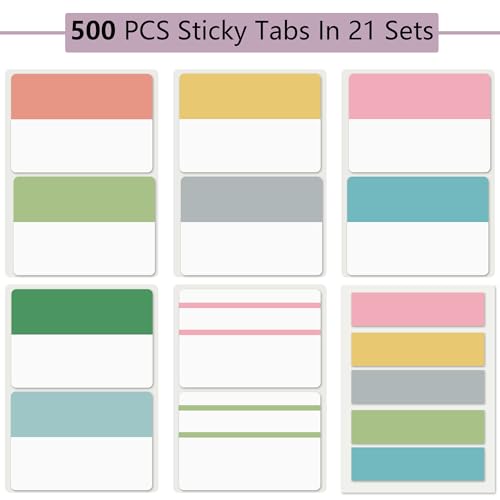 Image of ELII 500 PCS Tabs 2 Inch Book Tabs Sticky Index Tabs,File Tabs | Self Adhesive,Page Markers,Index Labels for Pages,Safety Material, Smooth Writing,Transparent,Waterproof,Repositionable