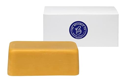 The Beeswax Co - Bloque de cera de abeja pura de Texas, ultra limpio, filtrado naturalmente y perfumado a miel, cera de abeja amarilla de grado