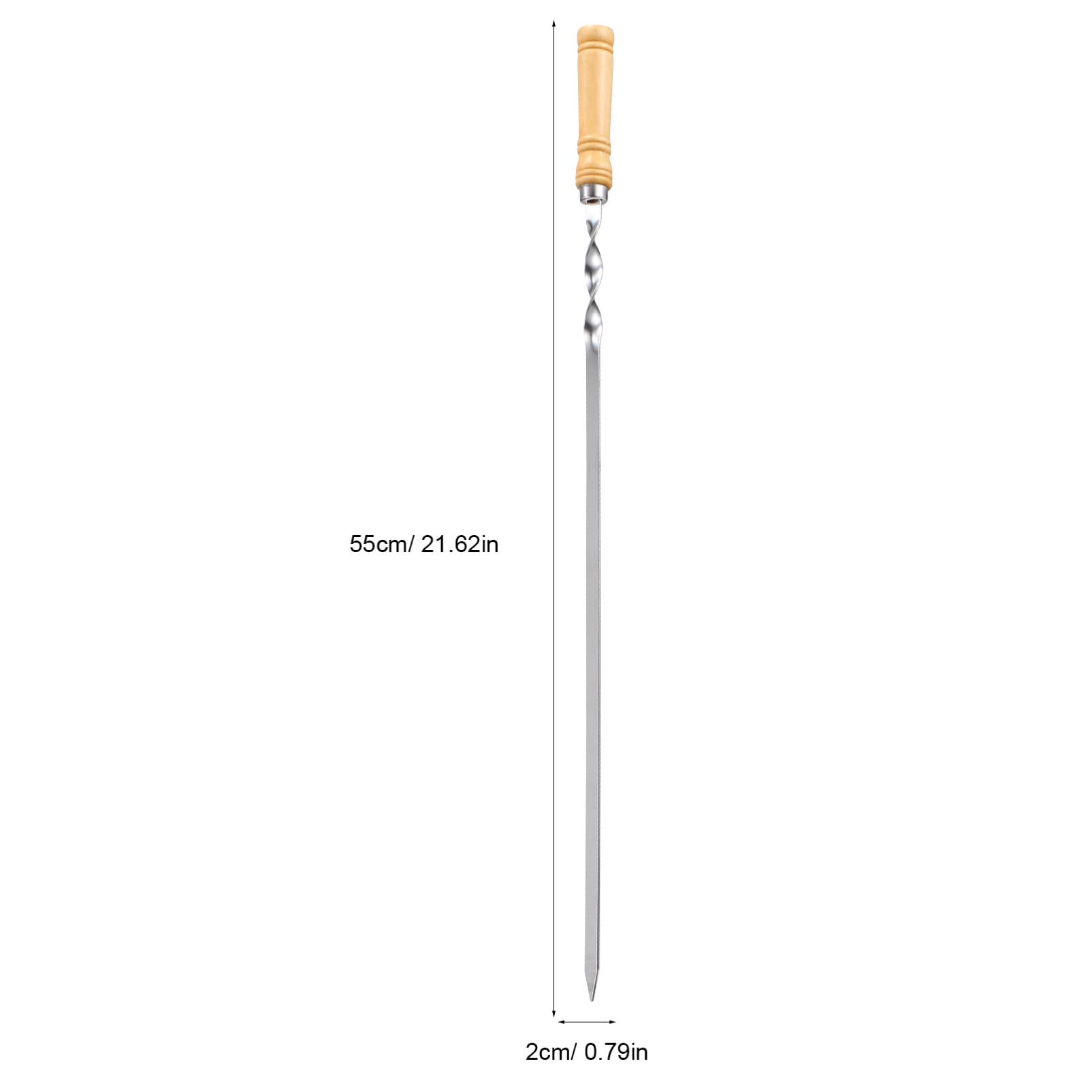 Lot de 18 brochettes de barbecue en acier inoxydable avec poignée en bois pour viande, crevettes, poulet, légumes