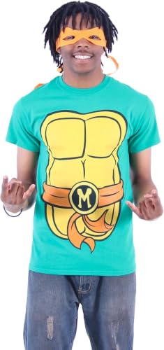 TEENAGE MUTANT NINJA Turtles Costume Green T-Shirt with Eye Mask, Perfect for Halloween Cosplay