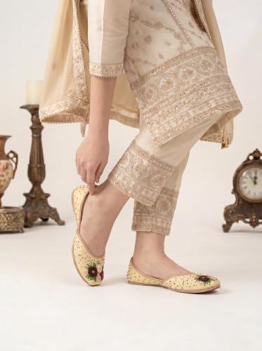 Image of Fulkari Women's Moonshine Multicolored Genuine Soft Leather Juttis | Bite and Pinch Free Jutis | Punjabi Jutti For Ladies | Wedding Flat Stylish Mojari | Bridal Ethnic Flats For Girls |
