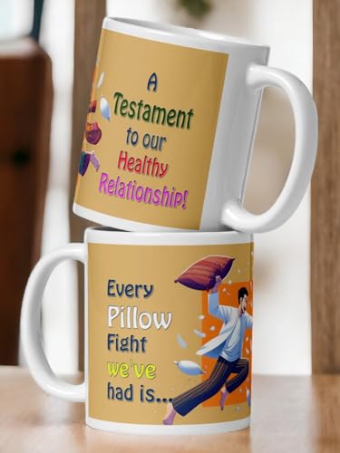 Image of Better Gift Flowers Pillow Fight Customized Mug, Round Shaped Multicolor Themed Coffee Mugs, Mug for Gifting, Gifting Items for Family, Friends & Closed Ones