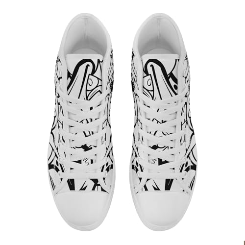 Fashion Graffiti High-Top Sneakers for Men Women Lightweight Stylish Canvas Streetwear Flat Shoes Student Breathable Footwear3