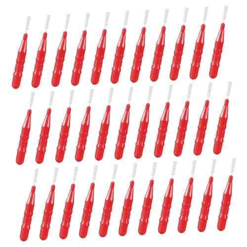 TOBBOMEY 50 Piezas Cepillos Interdentales Rojo Herramienta Oral Limpieza Dental Higiene Bucal Accesorios para Uso Familiar y Viajes