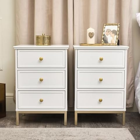 Melody Maison Aisby White Three Drawer Tables Cover