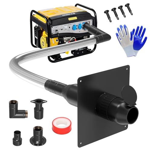 Piclafe Generator Exhaust Extension Silencer kit with Three Universal Adapters Through-Wall Mounting Plate Safely Vent Exhaust Reduce Noise By 52% Compatible with ALL Portable Generators