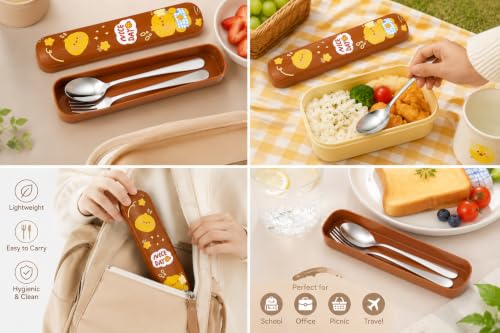 Image of Cutlery Set with Box for Dining | Stainless Steel Spoon, Fork | Reusable Tableware for Home, Kitchen, Office, Restaurant & Travel | Durable Mirror Finish Flatware