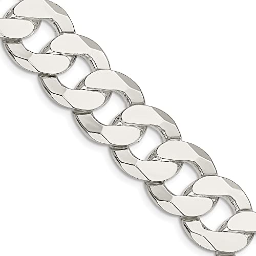 925 Sterling Silver 16mm Flat Curb Chain Necklace 20" to 26"4