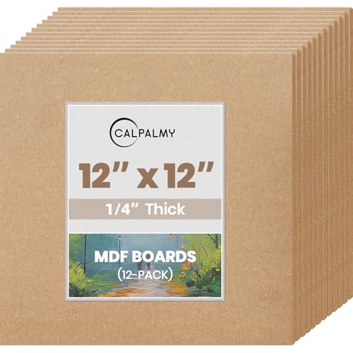 CALPALMY 12-Pack MDF Board 1/4 Inch Thick 12' x 12' Unfinished Wood Panels, 6mm Thick Medium Density...