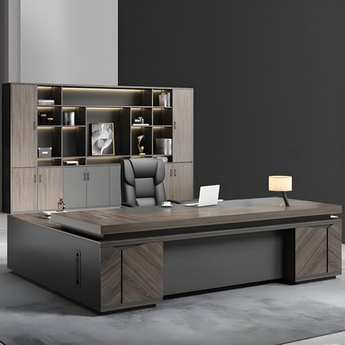 Image of Lakdi The Furniture Co Director & Executive L-Shape Office Table Modern Desk Made in MDF with Side Unit Drawer and Storage, Wire Manager & CPU Storage - Brown - LDL-629