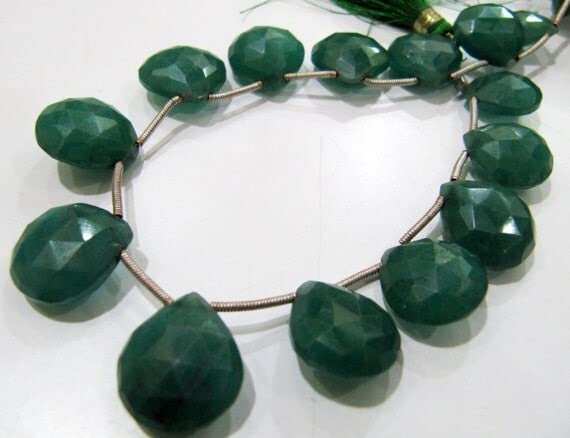 Émeraude briolette en cœur perles de 13-15 mm pour création de bijoux de luxe en fil de 24 cm