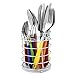 The Original Brink House Rainbow Mix & Match Stainless Steel Cutlery Set with Translucent Handles / 16 pieces with Metal Stand/Lifestyle utensils set for home, first apartment, dorm, outdoor events