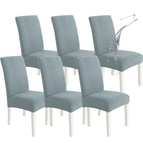 Ystyle Stretch Stuhlhussen 6er Set, Stuhlbezug Elastischer, Grau Blau – Ansicht 1