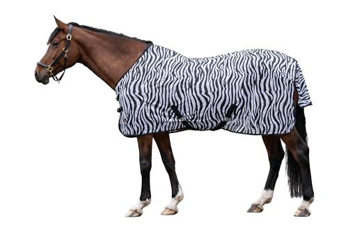 HKM 4668 Fliegendecke Zebra mit Kreuzgurt, Pferdedecke Weidedecke, 135