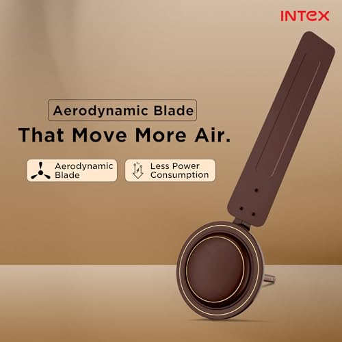 Image of Intex Aero Jet 1200MM Ceiling Fan with High Speed 380 RPM | 210 CMM Air Delivery | Rust Proof Body, Inverter Compatible | Low Noise Operation, 24 Month Warranty (Smoke Brown)