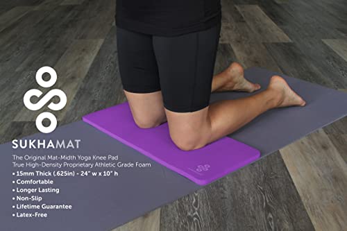 Sukhamat Yoga Knee Pad - New! 15Mm (5/8") Thick - The Best Yoga Knee Pad For A Pain Free Fitness Exercise Workout. Cushions Pressure Points. Complements Your Full-Size Yoga Mat. (Dark Purple) #TOP2