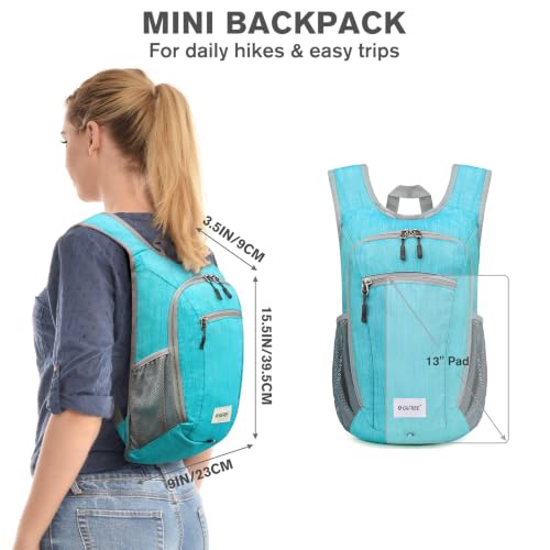 Image of G4Free 10L /15L Hiking Backpack Lightweight Packable Hiking Daypack Small Travel Outdoor Foldable Shoulder Bag, Aqua, 10L, Minimalist