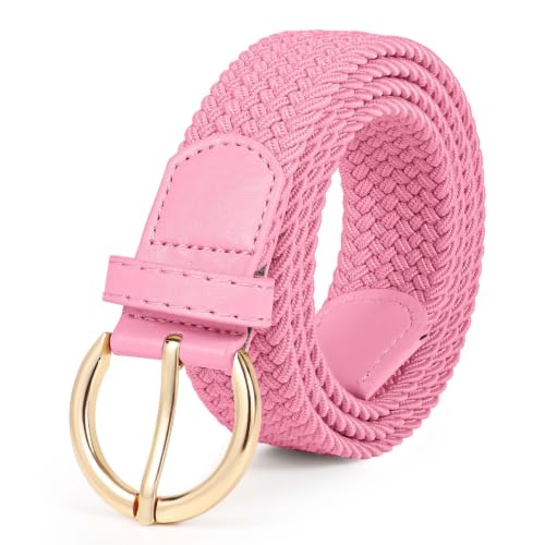Image of JASGOOD Women Men Braided Woven Elastic Stretch Waist Belt Golf Canvas Fabric Casual Belt for Jeans Pants