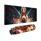 マウスパッド 天使のバラ 大型 防水 ゲーミング マウスパッド 70 x 30 cm 拡張 キーボードパッド 滑り止めゴム底 滑り止め デスクマット おしゃれ キーボードパッド マウス対応 耐洗い表面 快適操作性 ゲーム 仕事 ホーム用 オフィス 女性へのプレゼント Z-765