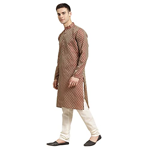 Image of Sojanya (Since 1958 Men'S Cotton Linen Blue Foil Printed Only Long Kurta