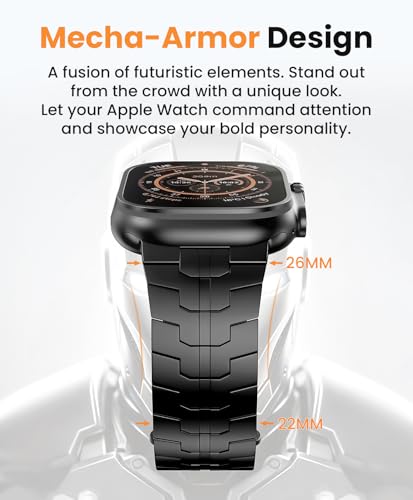 Image of Grade 5 Titanium Band for Apple Watch Ultra 3 /2 /1 49mm & Series 11 /10 46mm, DLC Coating Anti-Scratch Ultra 3 Band with Small-Link Design for Precise Fit, Secure Butterfly Clasp Band for Men