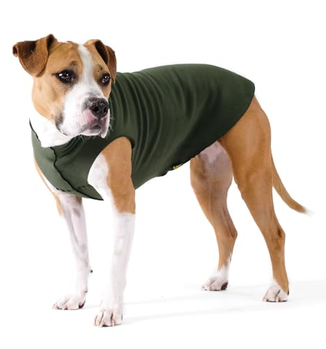 Goldpaw Stretchy Fleece Jacket for Small Dogs - Super Soft, Warm Dog Sweater - Pet Sweater Vest for Fall and Winter - Canine Clothes Made in The USA - Machine Washable - Hunter Green - Size 12