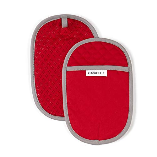 KitchenAid Asteroid Cotton Pot Holders with Silicone Grip Set of 2 Fire Red 2 Count