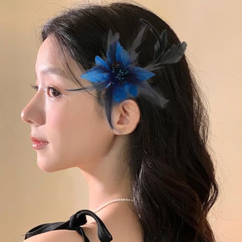 Image of Multi-function Feather Flower Brooch Pins & Hair Clips for Women Girls Corsage Brooch Party Ceremony Accessories Dance Banquet Pins Headdress