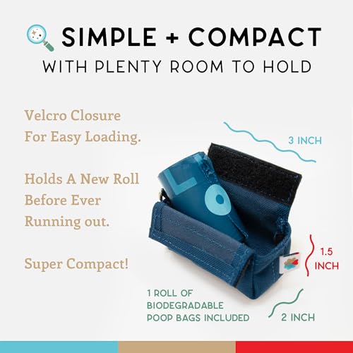Image of Dog Poop Bag Holder for Leashes, Cat Waste Bag Dispenser, 1000D Nylon, Attach to Cat Leash, Poop Bag Dispenser, Fits Standard Dog Poop Bags - Wildebeest (Navy)