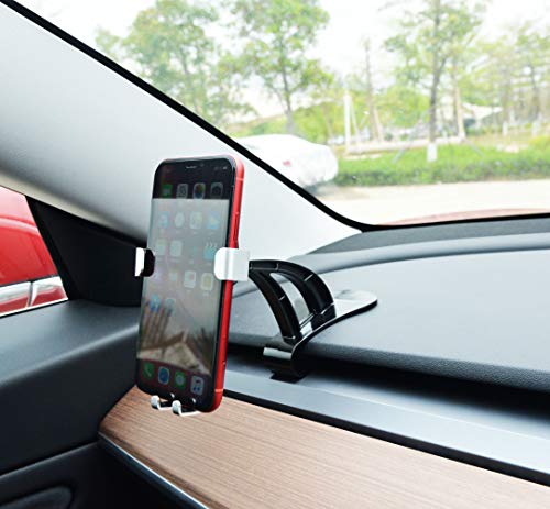 EVFIT Model 3 Model Y Phone Holder for Tesla Cell Phone Car Mount Universal Phone Holder Dashboard Compatible with iPhone X XS XR 8 8Plus iPhone 11 iPhone 11 pro max SE2 and Samsung S20 (Silver)