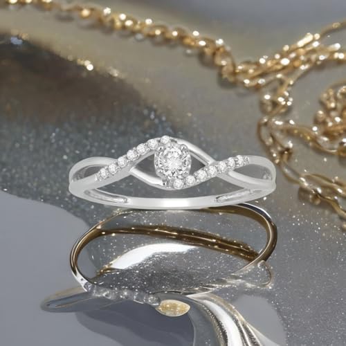 Jewelili Sterling Silver Women’s Ring with 1/6 Cttw Natural White Round Diamonds, Size 7 – Dainty Engagement or Promise Ring | With Jewelry Gift Box4