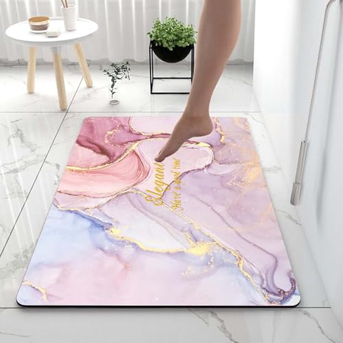 Tappetino da Bagno in Terra di diatomee Pietra Grande Assorbente Asciugatura Rapida Antiscivolo Lavabile in Microfibra Rettangolo Accogliente Morbido,Rosa 2,50 * 80cm/19.69 * 31.5in
