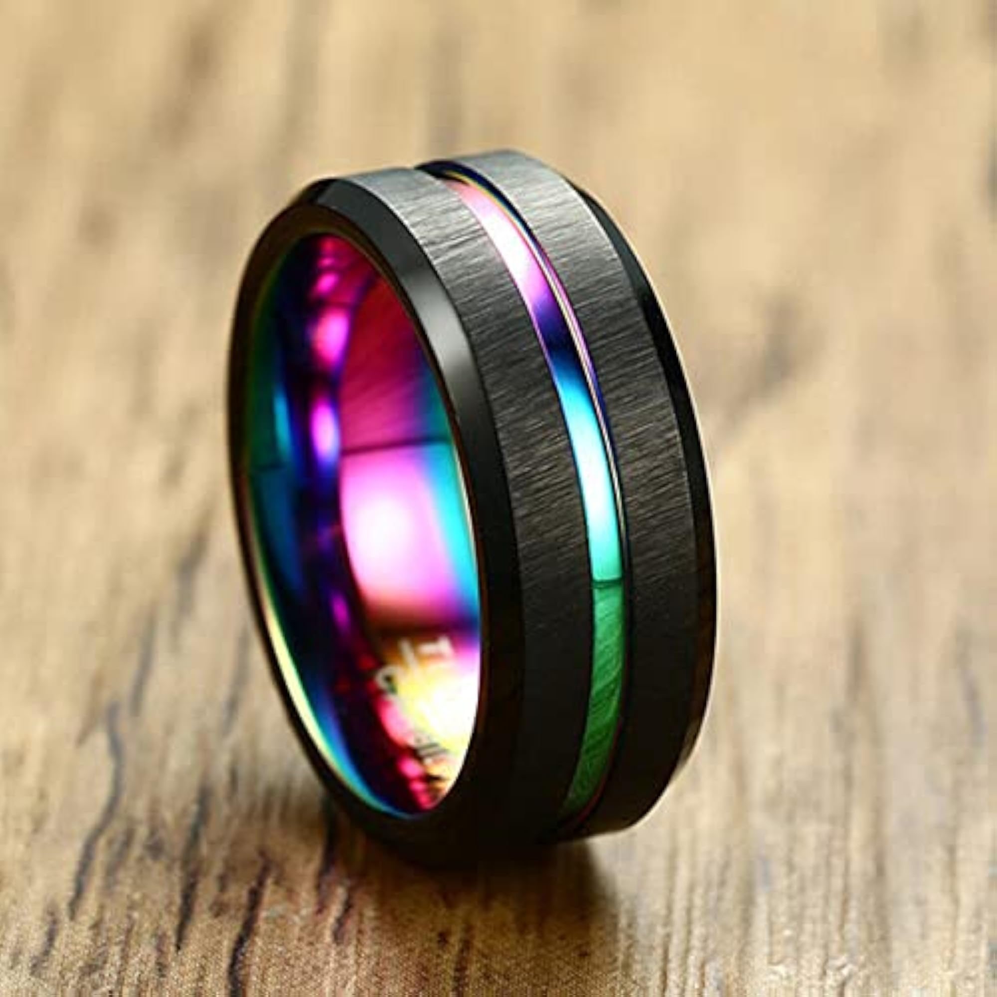 Platinum Plated Titanium Steel Black Bands Ring for Men