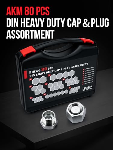 Image of 152 Pcs DIN Light &Hevy Duty Cap & Plug Assortment Hydraulic Adapter Fitting Kit Master Set, Galvanized Steel with Precision Threading Dash Sizes