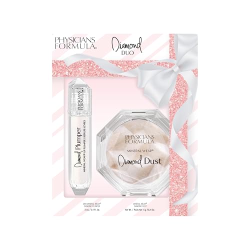 Physicians Formula Mineral Wear Diamond Duo Set, Makeup Set con Cipria Trasparente Fissante e Rimpolpante Labbra, Formule Nutrienti con Minerali Illuminanti e Vitamina E per un Makeup Luminoso
