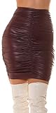 Koucla Wetlook Rock High Waist Minirock Gerafft (Bordeaux)