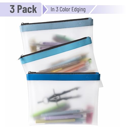 Image of Mr. Pen- Clear Pencil Pouch, 9 inch x 6.88 inch, 3 Pack, Durable TPU Material | Large Water-Resistant Pencil Bags with Smooth Zipper, Multipurpose Clear Pouch for Stationery, School, Office