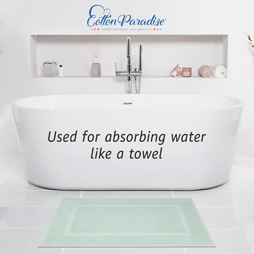 Image of Cotton Paradise 100% Cotton Turkish Bathmat Set, Soft Absorbent Quick Dry, 2 Piece 20x34 Bathmat Floor Set, Mint Green