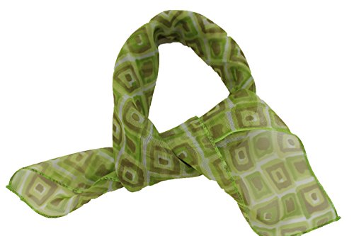 TFJ Women Fashion Small Neck Scarf Sheer Fabric Squares Geometric Pocket Square Green
