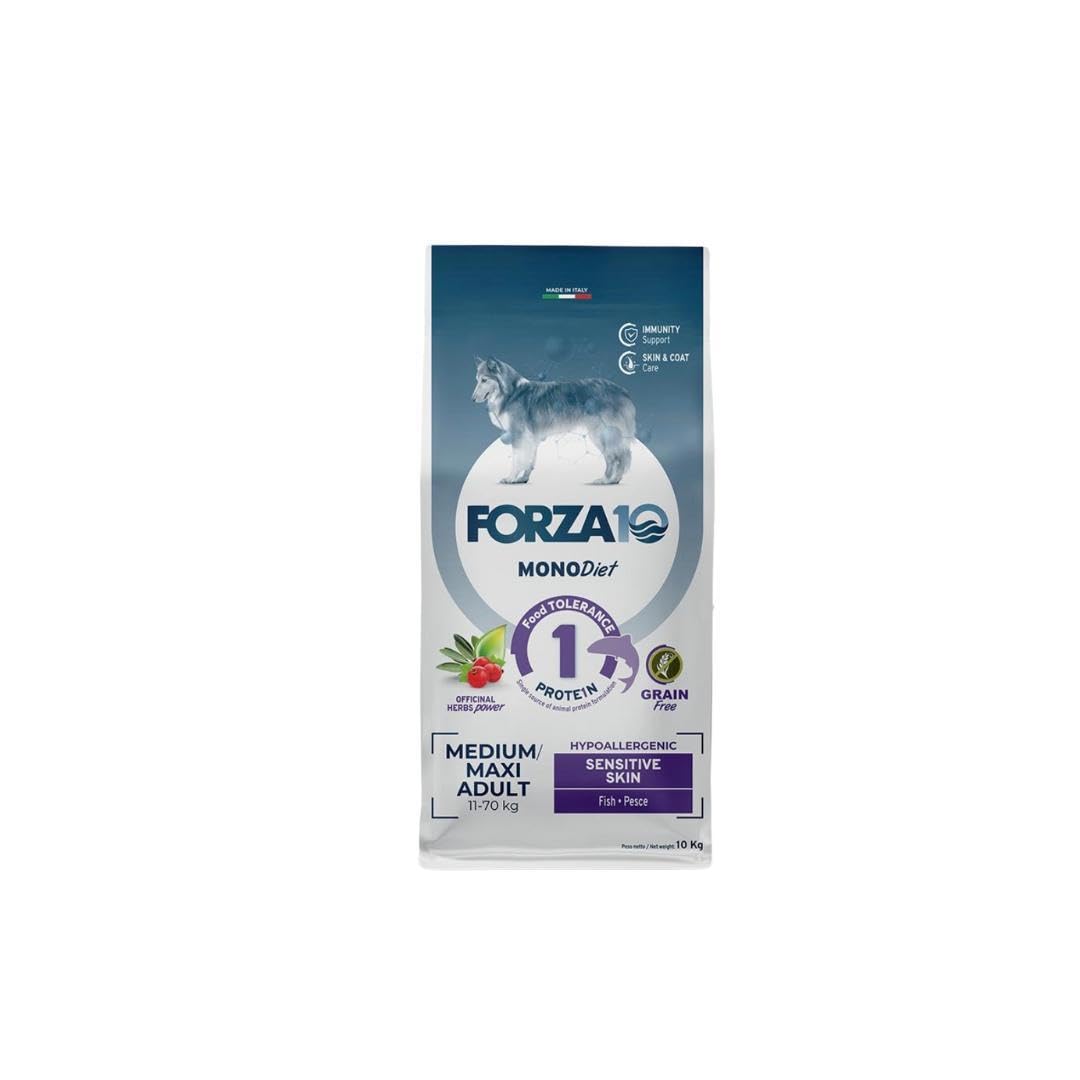 Forza 10 - Alimento completo monoproteico monoproteico para perros adultos de talla pequeña con intolerancias alimentarias, hipoalergénico, paquete de 10 kg