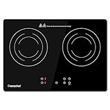Double Induction Cooktop AMZCHEF Induction Stove Top 2 Burners for RV, Built-in Electric Cooktops With 9 Power Levels, Sensor Touch, 99-min Timer, Safety Lock, Ceramic Glass, 120V, Shared 1800W