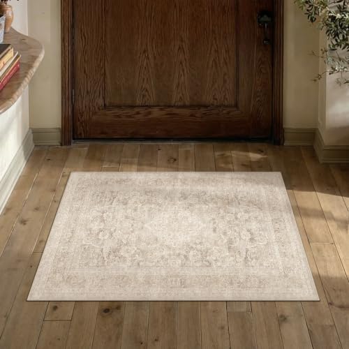 HUGEAR Beige 2x3 Area Rugs for Entryway Washable Rug Carpet