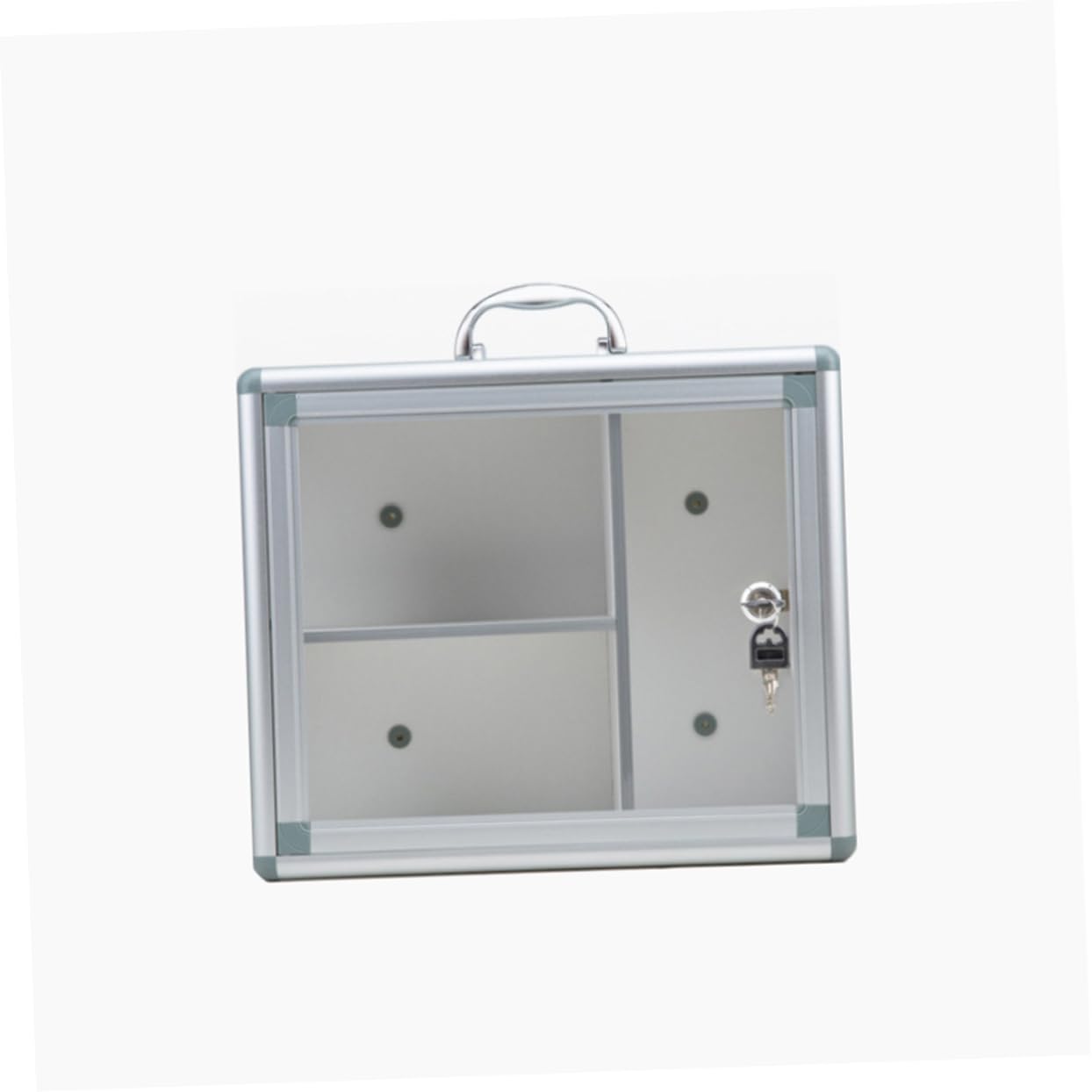 FRCOLOR Botiquín de Primeros Auxilios Portátil de Aluminio Plata | Tres Compartimentos Tapa, Cierre Bloqueable, Uso en Casa y Exterior, Pensado para Niños