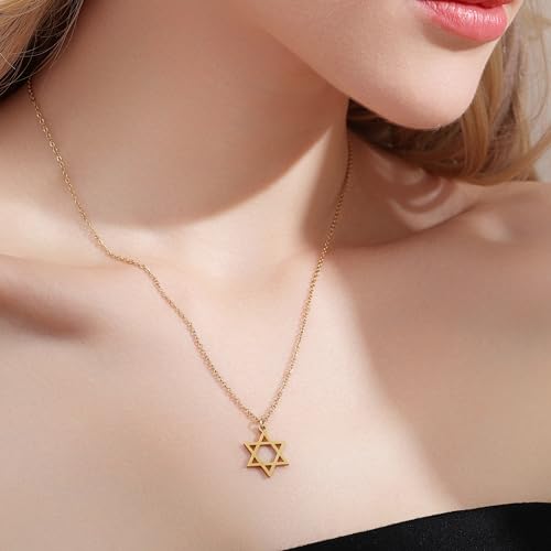 AILUOR 18K Gold Plated Megan Star of David Pendant Necklaces, Six Pointed Megan Star Jewelry for Women/Men Hip Hop Jewelry3
