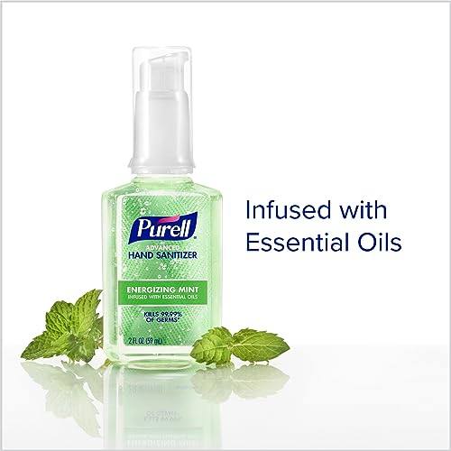 Purell 3907-04-EC Advanced Hand Sanitizer Gel Infused With Essential Oils, Energizing Mint, 2 Fl Oz Travel-Size Pump Bottle thumb #2